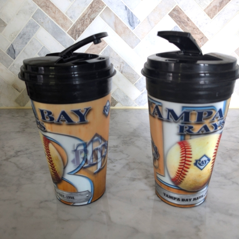 Tampa Rays plastic travel cups. 12-16 oz.